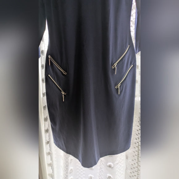 LOT 2 dresses : LOFT Charcoal Black Swing Dress Navy Blue Dress - Picture 4 of 9